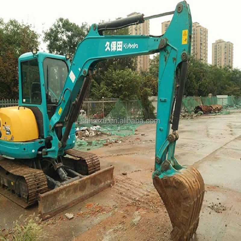 Japan kwaliteit gebruikte graafmachine Kubota 155 kleine 5,5 ton mini tweedehands kruipende graafmachine met lemmet en breaker lijn