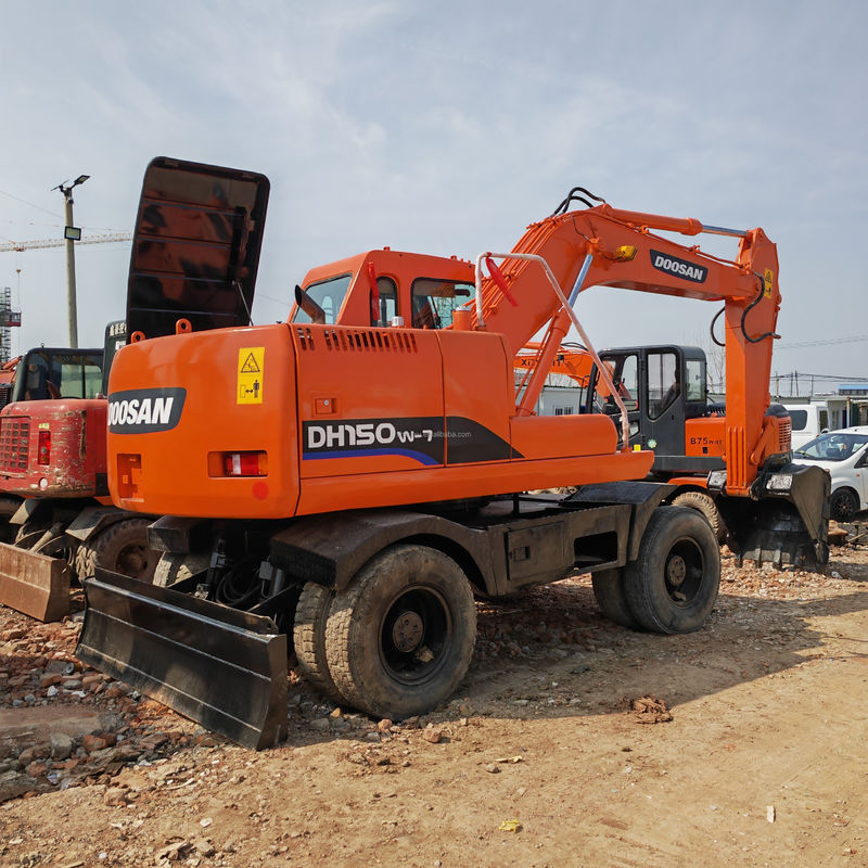 90 Nieuwe excavator tweedehands DOOSAN DH150W-7 Gebruikte 4 wielen graver