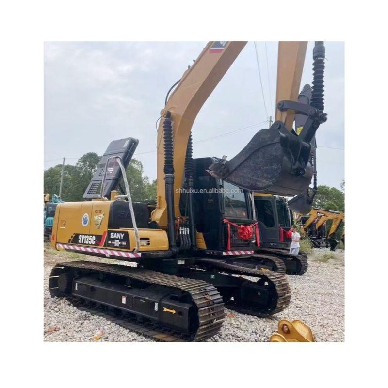 Hoog graafvermogen Originele motor Gele kleur Gebruikte Sany 135 13 Tonnen