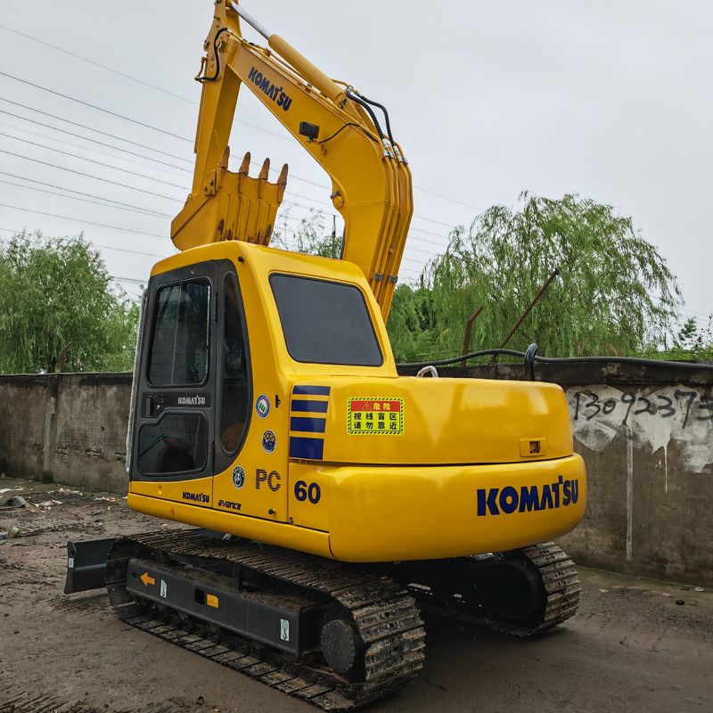 Geel Mini Gebruikte graafmachine 6T Tweedehands Komatsu Pc60 Originele kleur